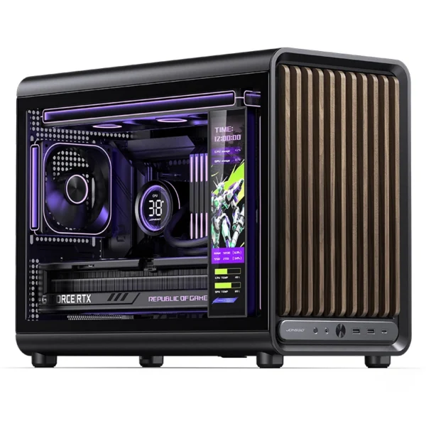 Gabinete Premium Jonsbo D33 Wood M-Atx Preto E Madeira