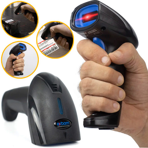 Leitor De Código De Barras Exbom Lcb-S600a Usb 1D Sem Fio Preto