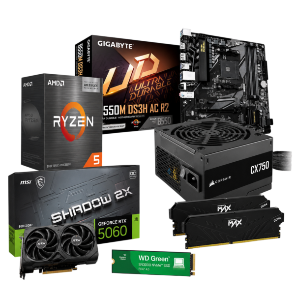 PC Gamer Jonsbo D200 Ryzen 5 5500X3D RTX 5060 16GB RAM SSD NVMe 1TB