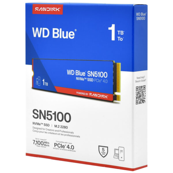 Ssd Western Digital Wd Blue Sn5100 1Tb M.2 Nvme Pcie 4.0 7100 Mb/S
