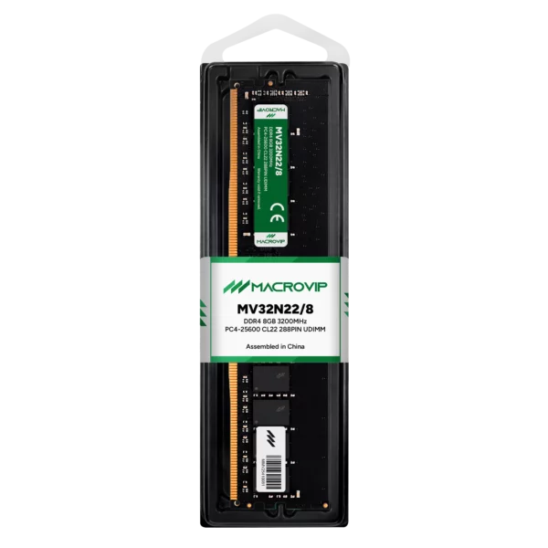 Memória Ram Macrovip Ddr4 8Gb 3200Mhz Cl22 Udimm Preto