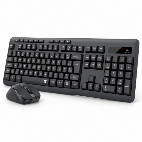 Combo Teclado E Mouse R Office By Redragon Bs-7367-B Sem Fio 2.4Ghz Abnt2 4000 Dpi Preto