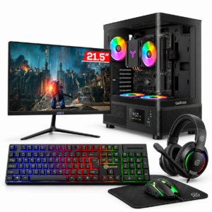 PC Gamer Completo com monitor Mancer de 21,5 polegadas, teclado, mouse, headset e mousepad - atlas