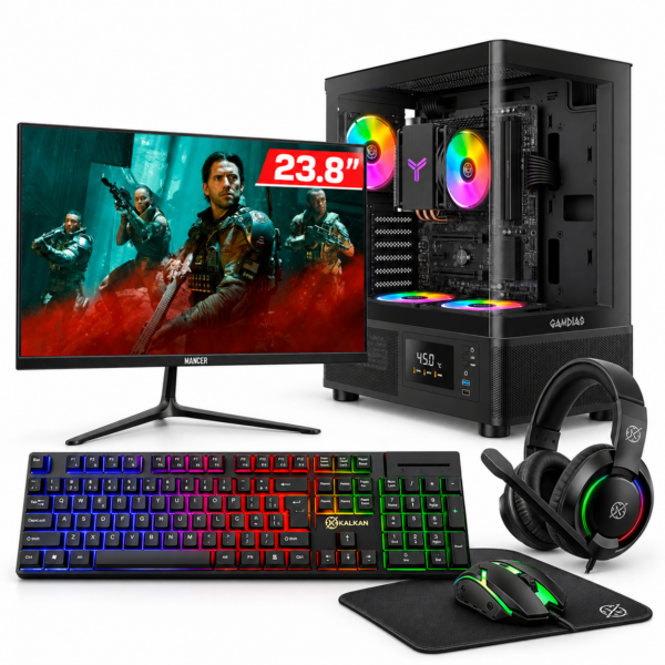 PC Gamer Completo com monitor 23,8 polegadas, teclado, mouse, headset e mousepad - atlas