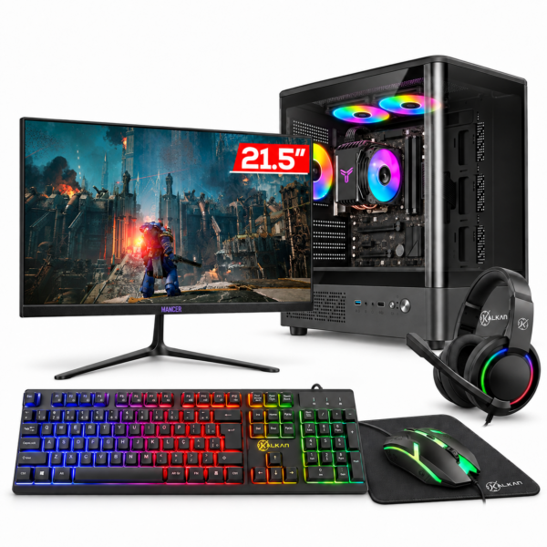 PC Gamer Completo com monitor Mancer de 21,5 polegadas, teclado, mouse, headset e mousepad - avalon