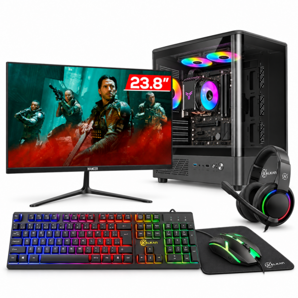 PC Gamer Completo com monitor 23,8 polegadas, teclado, mouse, headset e mousepad - avalon