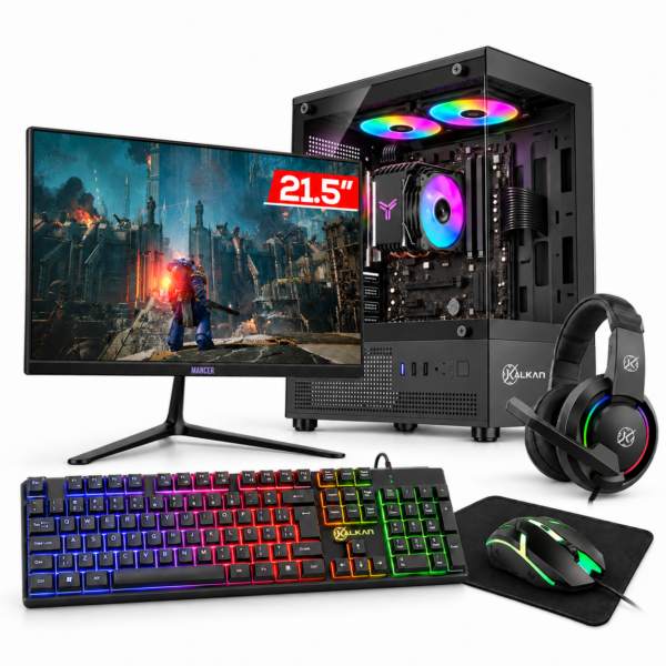 PC Gamer Completo com monitor Mancer de 21,5 polegadas, teclado, mouse, headset e mousepad - hakon