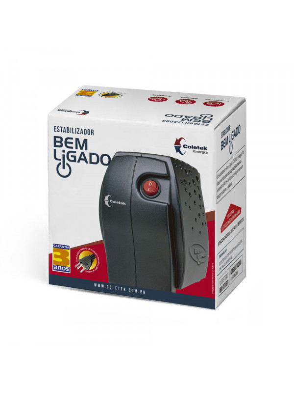 Estabilizador Coletek Es-300Va-Bm 300Va Bivolt Manual Saída 115V 4 Tomadas Preto