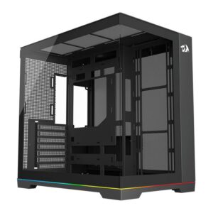 Gabinete Gamer Redragon Scalpel Argb Gc-628 Aquário Atx Vidro Temperado Sem Fans Preto