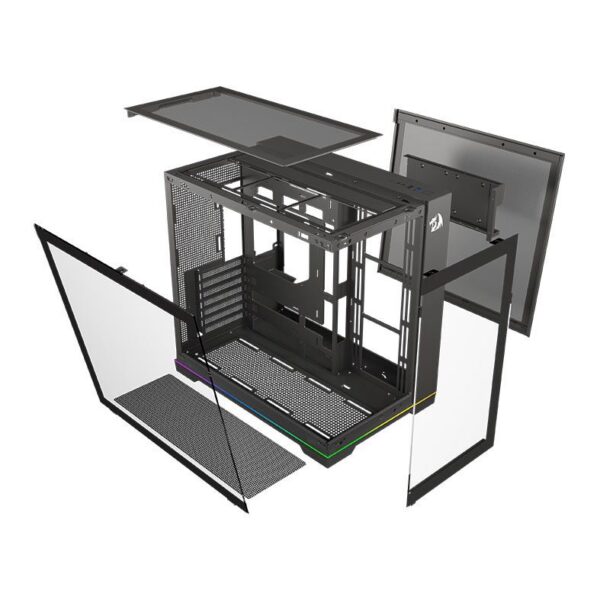 Gabinete Gamer Redragon Scalpel Argb Gc-628 Aquário Atx Vidro Temperado Sem Fans Preto