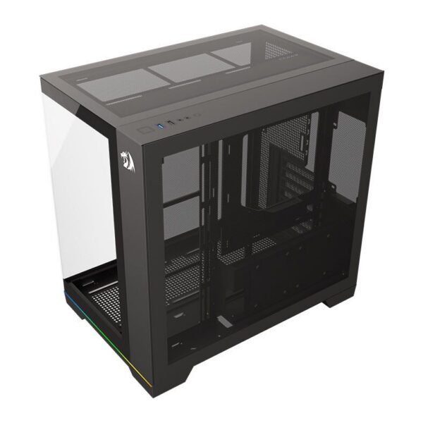 Gabinete Gamer Redragon Scalpel Argb Gc-628 Aquário Atx Vidro Temperado Sem Fans Preto