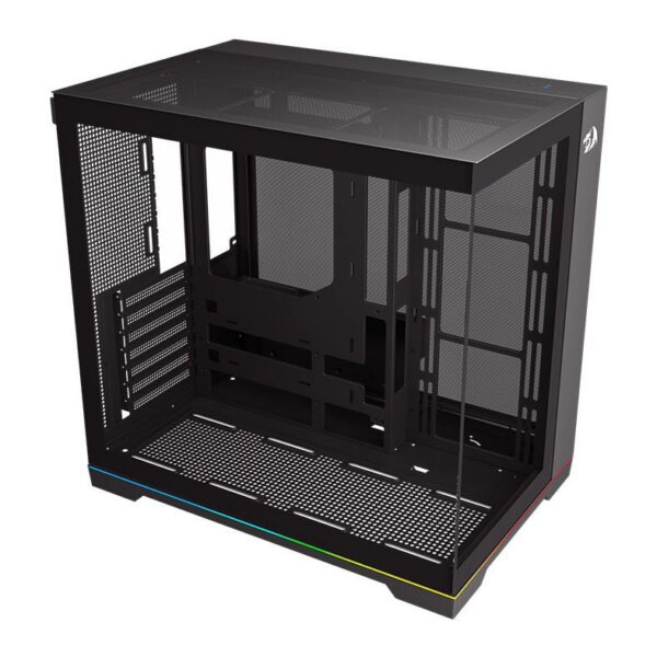 Gabinete Gamer Redragon Scalpel Argb Gc-628 Aquário Atx Vidro Temperado Sem Fans Preto