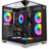 PC Gamer Kalkan Midgard Vision preto com placa de vídeo compacta e cinco fans Rainbow — imagem ilustrativa