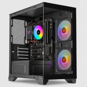 PC Gamer TGT Gladiator preto com cooler Jonsbo CR-1400E e duas fans Rainbow