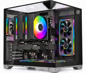 PC Gamer Midgard Vision preto com placa de vídeo dedicada, fans Jonsbo ARGB e cooler dual tower