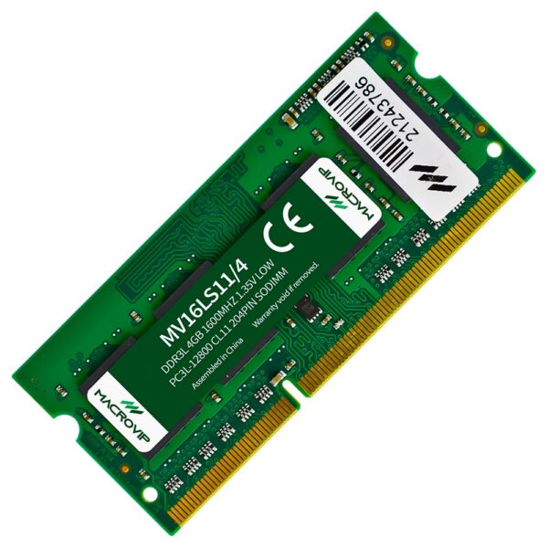 Memória Macrovip 4GB DDR3L 1600MHz para Notebook — vista em perspectiva
