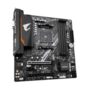 Gigabyte B550M AORUS ELITE Rev. 1.3 — vista em perspectiva