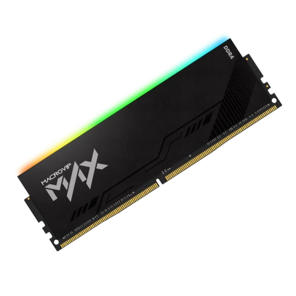 Memória Macrovip MAX 16GB DDR4 3200MHz — vista inclinada com RGB