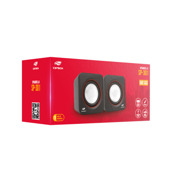 Caixa De Som C3tech Sp-301Bk 2.0 3W Rms Usb P2 Preto