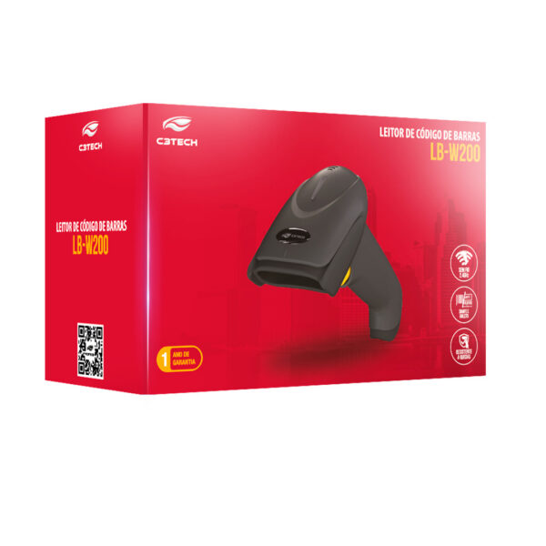 Leitor De Código De Barras C3tech Lb-W200 V3 1D Sem Fio 2.4Ghz Preto