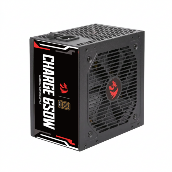 Fonte Redragon Charge FRC-650 preta — vista lateral em perspectiva