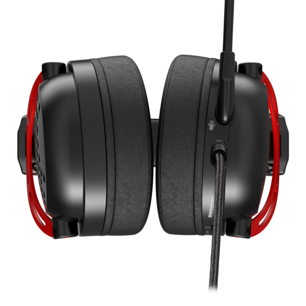 Headset Redragon Diomedes H388 Preto — detalhe dos controles e almofadas