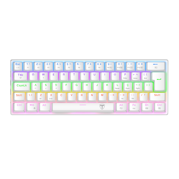 Teclado T-Dagger Arena Pro Branco Switch Marrom — vista superior do layout ABNT2