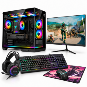 PC Gamer Kalkan Saga RGB com faixa de iluminação na base