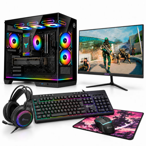 PC Gamer Kalkan Saga RGB com faixa de iluminação na base